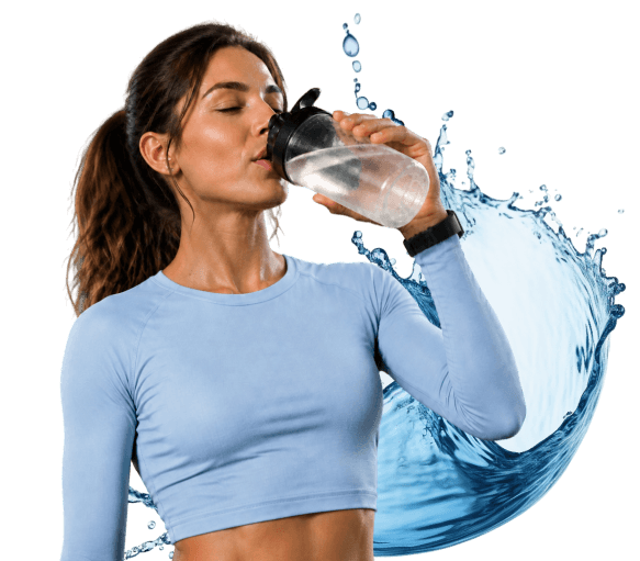 Woman drinking Biolab Lola supplement from a bottle